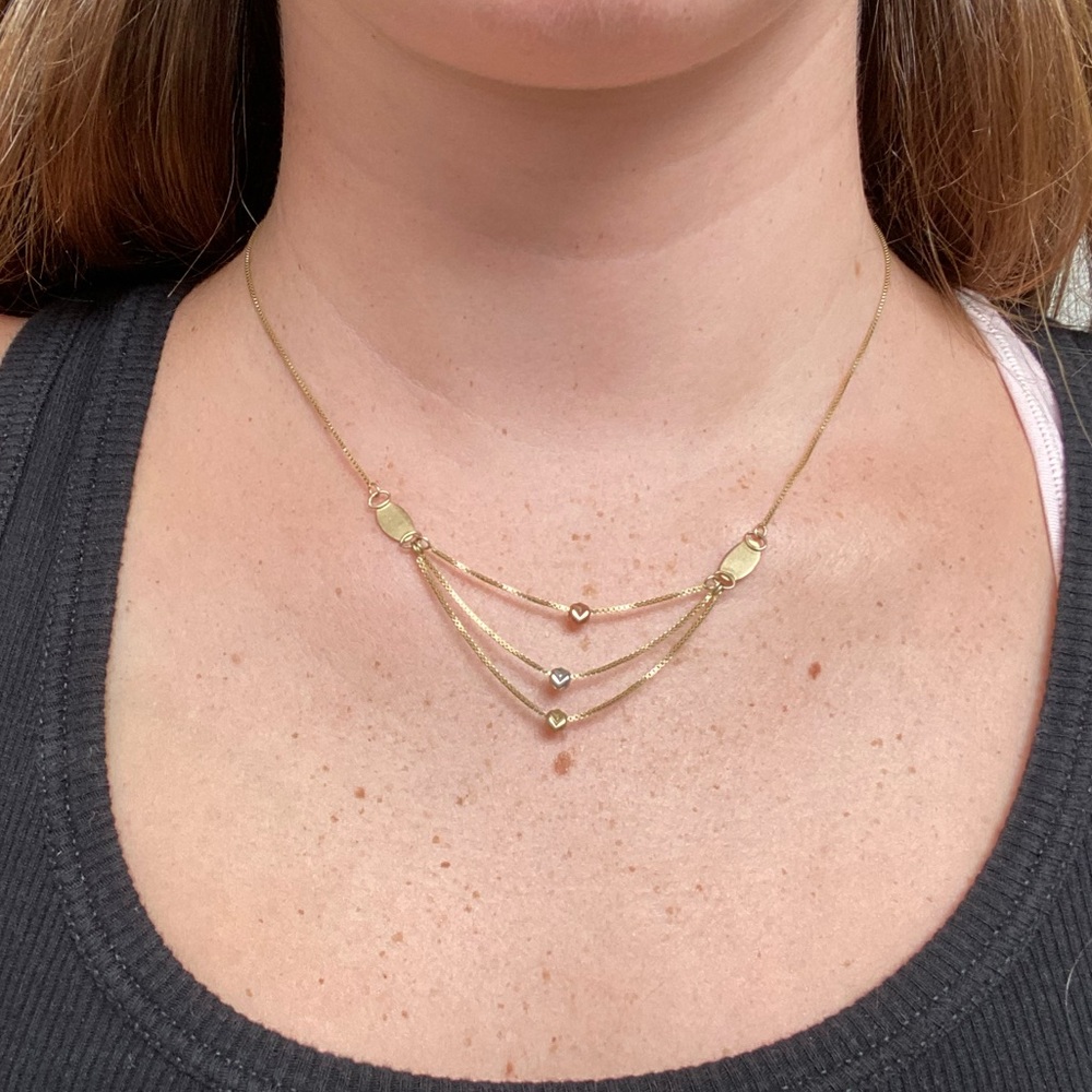 Three Toned Bead Gold Necklace